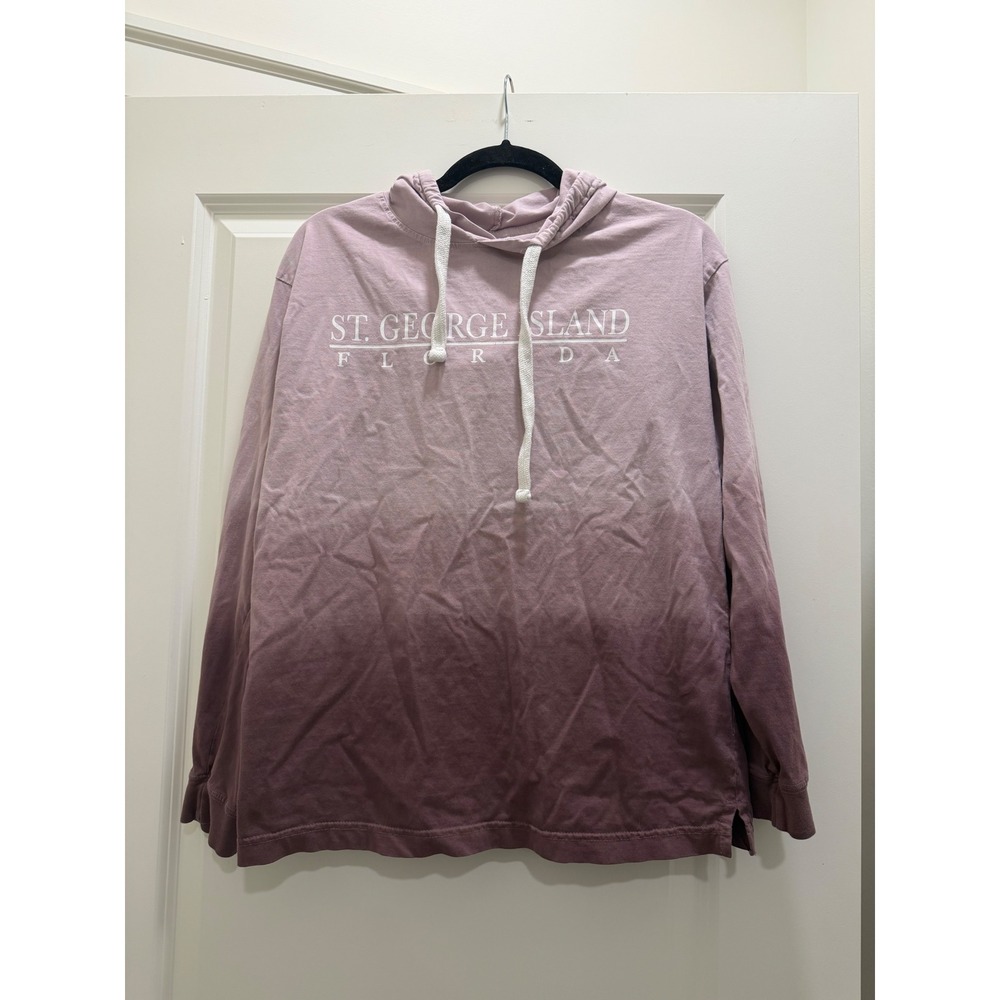 Exist St George Island Florida Ombre Hoodie Purple Dip Dye Long Sleeve Tee M
